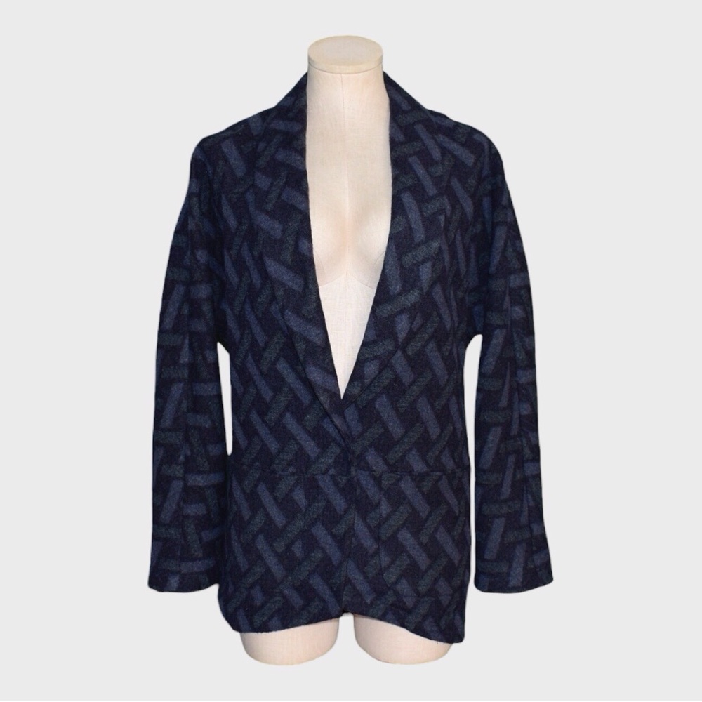 Catherine Malandrino Navy Patterned Blazer with Dolman Sleeves